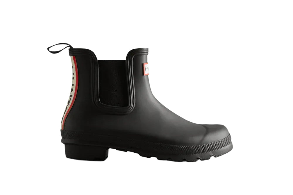 HUNTER ORIGINALS CHELSEA TRI COLOUR LOGO BOOT BLACK WOMEN'S | The