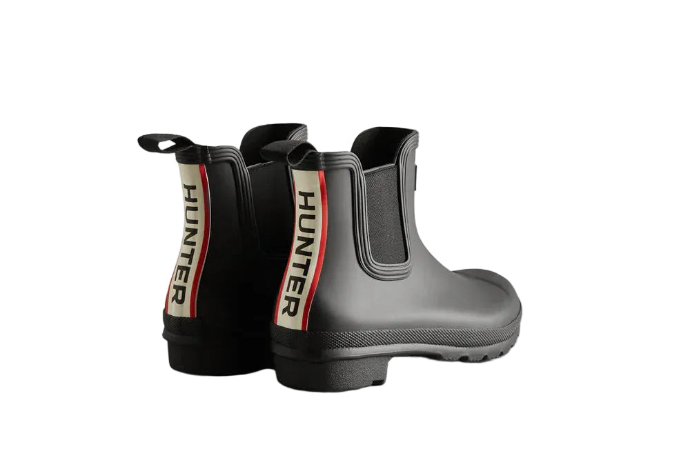 HUNTER ORIGINALS CHELSEA TRI COLOUR LOGO BOOT BLACK WOMEN'S | The HUNTER ORIGINALS CHELSEA TRI COLOUR LOGO BOOT BLACK WOMEN'S | The